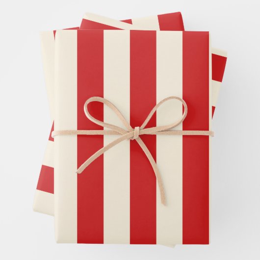 豆腐クリームポストボックス赤ストライプ色 ラッピングペーパーシート (インサイチュ)