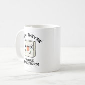 豆腐。彼らは舌を抑えおもしろいて食べる コーヒーマグカップ (正面左)