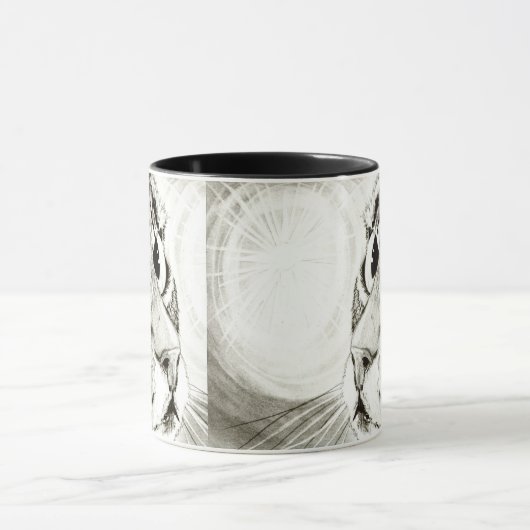 豆電球の虎猫猫の白黒芸術のマグ マグカップ (中央)