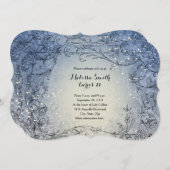 豆電球の風変わりで青い誕生日のパーティの招待状 招待状 (正面/裏面)