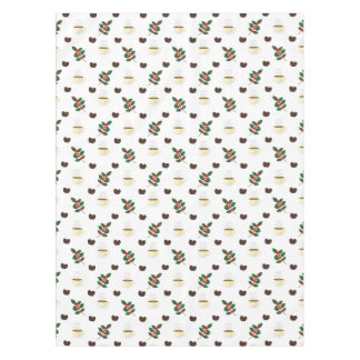 豆、カップ、コーヒーの木を使ったコーヒーパターン テーブルクロス