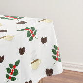 豆、カップ、コーヒーの木を使ったコーヒーパターン テーブルクロス (インサイチュ)