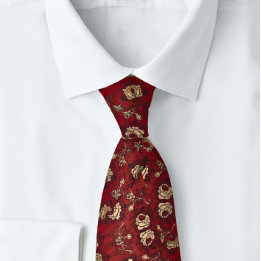 豊かなエレガントパッチの当てられた赤いバラ ネクタイ