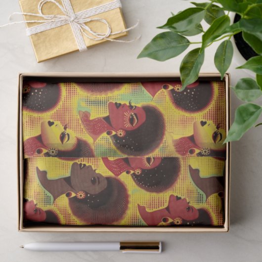 豊かなエレガント色彩を持つアフリカの民族女性パターン 薄葉紙 (ギフト)