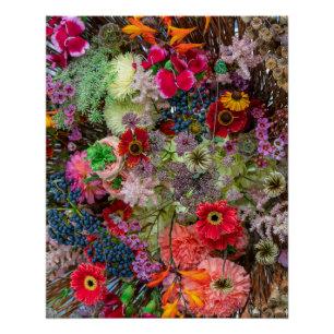 豊かなガーベラとベリーの秋の花束 ポスター