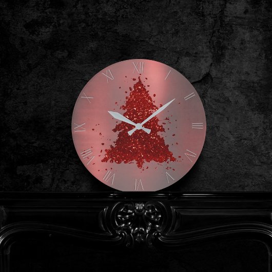 豊かなクリスマスツリー |ラグジャスホリデーレッド ラウンド壁時計