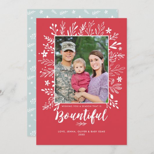 豊かなクリスマスホリデー フラットカード 招待状 (正面/裏面)