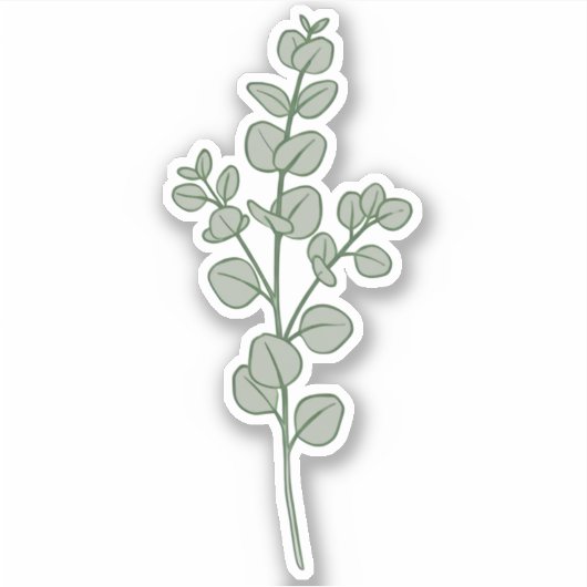 豊かなセージグリーンユーカリプタスの植物美学 シール (正面)