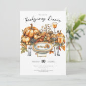 豊かなテーブルサンクスギビングディナーパンプキン 招待状 (スタンド正面)