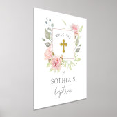 豊かなバラエレガントピンクバプテスムウェルカム金ゴールド 箔ポスター (レイダウン)