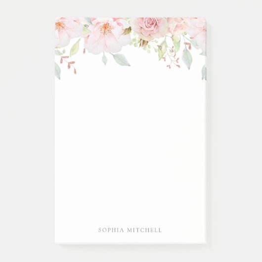 豊かなバラ |トレンディーピンクフローラ水彩 ポストイット (正面)