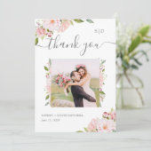 豊かなバラ |ピンクのフローラ結婚の写真 サンキューカード (スタンド正面)