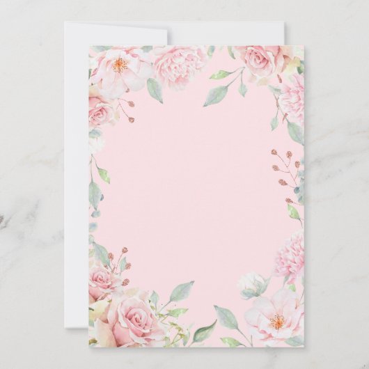 豊かなバラ |ピンクのフローラ結婚の写真 サンキューカード (裏面)