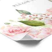 豊かなバラ |ピンクのフローラ金ゴールド結婚式の引き出物 ポスター (角)