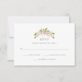 豊かなバラ |ピンクエレガントフローラ結婚式RSVP 招待状 (正面)