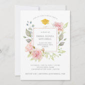 豊かなバラ |ピンクフローラ卒業パーティー 招待状 (正面)