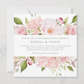 豊かなバラ |ピンクフローラ婚約パーティ 招待状 (正面)