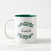 豊かなパーソナライズされた葉 ツートーンマグカップ (左)