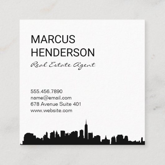 豊かなブラシ仕上げと街並み スクエア名刺 (裏面)