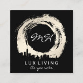 豊かなブラシ仕上げと街並み スクエア名刺 (正面)