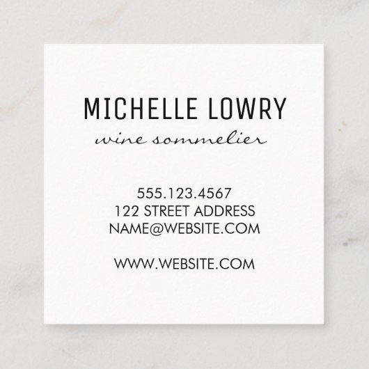 豊かなブラシ仕上げテクスチャーVinoワイン スクエア名刺 (裏面)