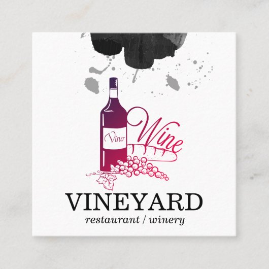 豊かなブラシ仕上げテクスチャーVinoワイン スクエア名刺 (正面)