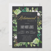 豊かなユーカリの葉の水彩画　引退 招待状 (正面)