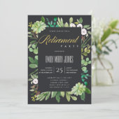 豊かなユーカリの葉の水彩画　引退 招待状 (スタンド正面)