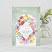 豊かなワイルドフラワーソフトウォーター色バプテスマ 招待状 (スタンド正面)