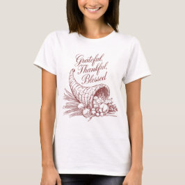 豊かな収穫に感謝 コルヌコピアの線画 Tシャツ