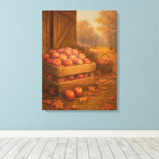 豊かな収穫を待つ - rustic harvest scene キャンバスプリント (インサイチュ (ウッドフロア))