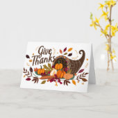 豊かな感謝カードの茶色のホーン カード (黄色い花)