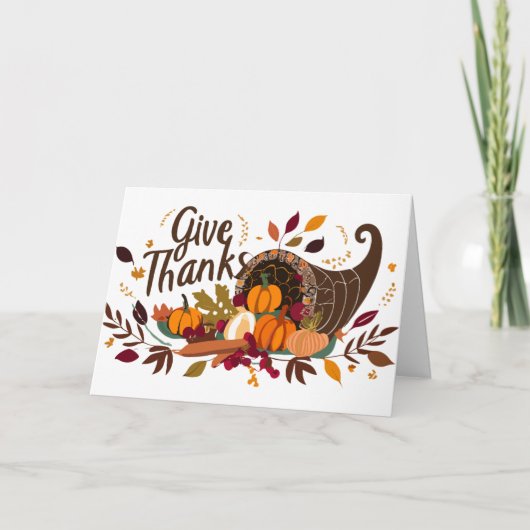 豊かな感謝カードの茶色のホーン カード (正面)