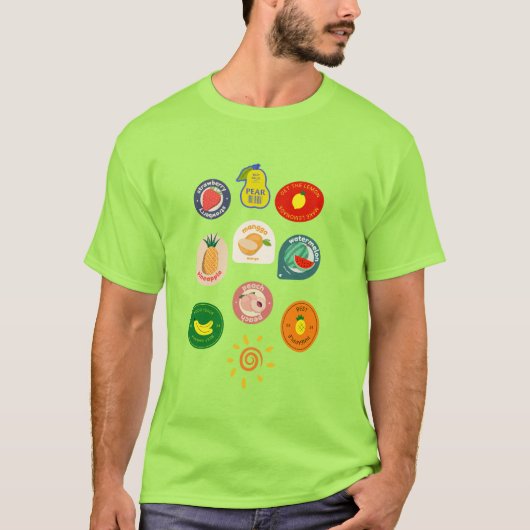 豊かな果物のスタンプ 健康 Tシャツ (正面)