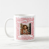 豊かな枝の写真赤と白クリスマス コーヒーマグカップ (左)