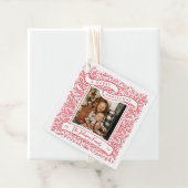 豊かな枝の写真赤と白クリスマス フェイバータグ (インサイチュ)