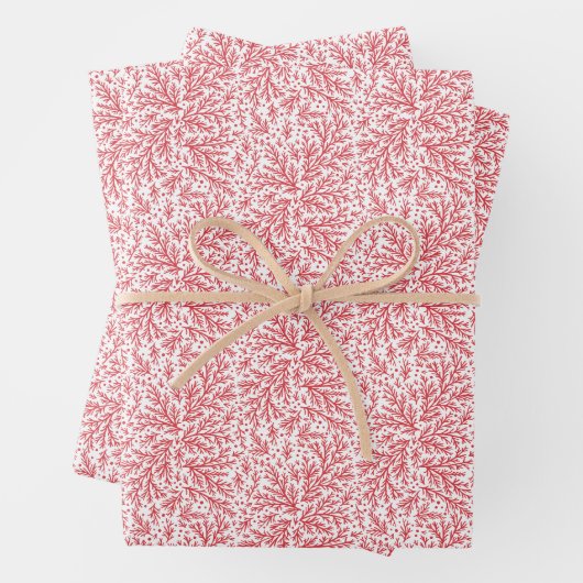 豊かな枝の写真赤と白クリスマス ラッピングペーパーシート (インサイチュ)