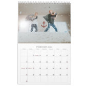 豊かな枝の赤と白クリスマス写真 カレンダー (2月 2027)