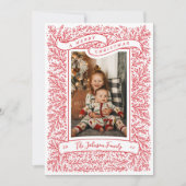 豊かな枝の赤と白クリスマス写真 シーズンカード (正面)