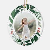 豊かな植物パーソナライズされた写真 セラミックオーナメント (左)