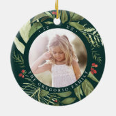 豊かな植物パーソナライズされた写真 セラミックオーナメント (裏面)