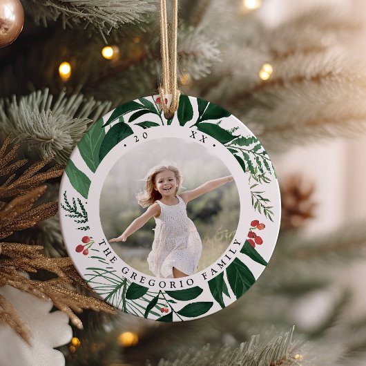 豊かな植物パーソナライズされた写真 セラミックオーナメント