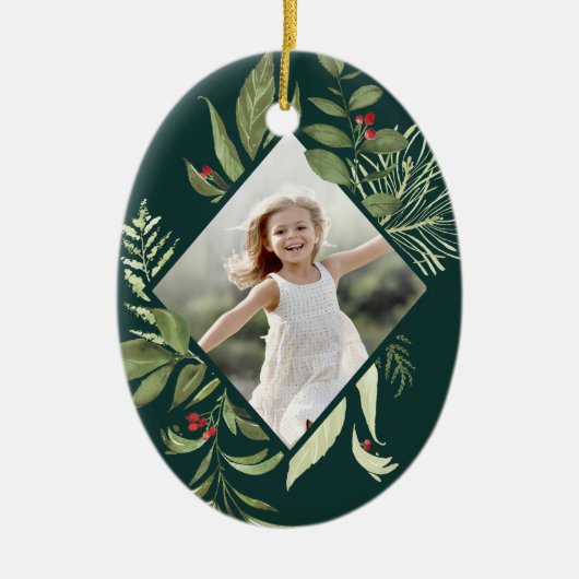 豊かな植物学 |幾何学的エレガント写真 セラミックオーナメント (正面)