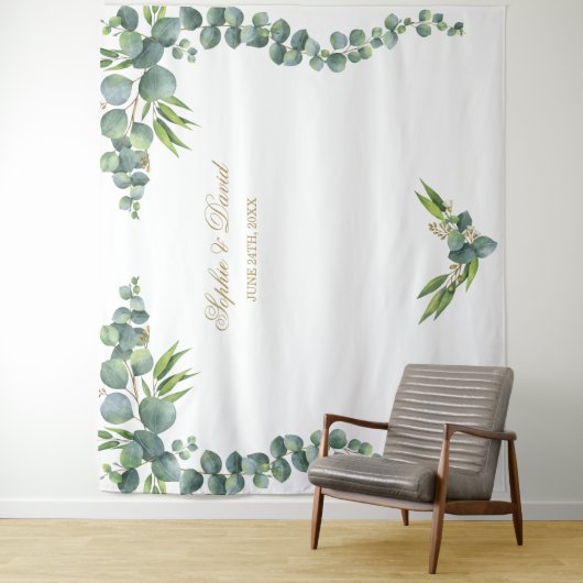 豊かな水彩画のユーカリ結婚式写真ブース タペストリー (インサイチュ)