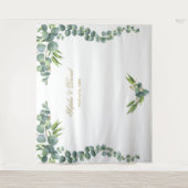 豊かな水彩画のユーカリ結婚式写真ブース タペストリー (正面)