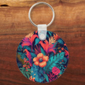 豊かな熱帯花の柄 キーホルダー (裏面)