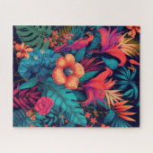 豊かな熱帯花の柄 ジグソーパズル (横)