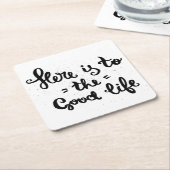 豊かな生活にここにあります スクエアペーパーコースター (アングル)