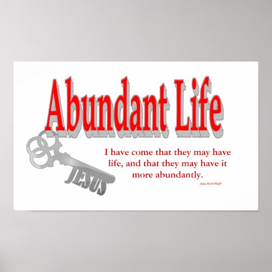 豊かな生活：鍵- v1 （ヨハネ10:10） ポスター (正面)