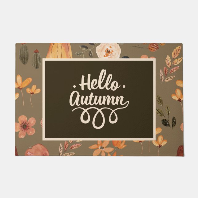 豊かな秋の収穫感謝祭 ドアマット (正面)